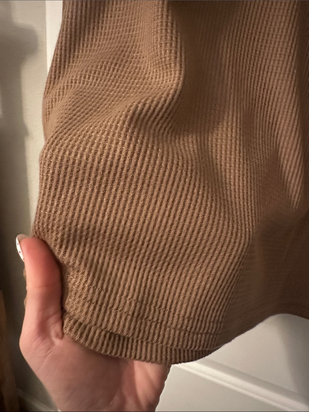 Waffle Knit Long Sleeve Top in Brown - Picture 2 of 5